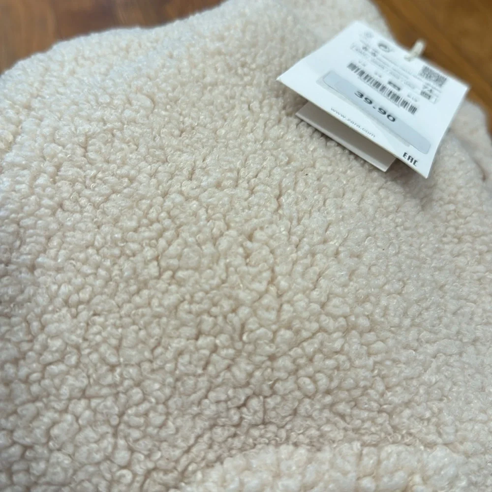 NWT zara kids cream Sherpa cotton lined button jacket fall winter 6-9
